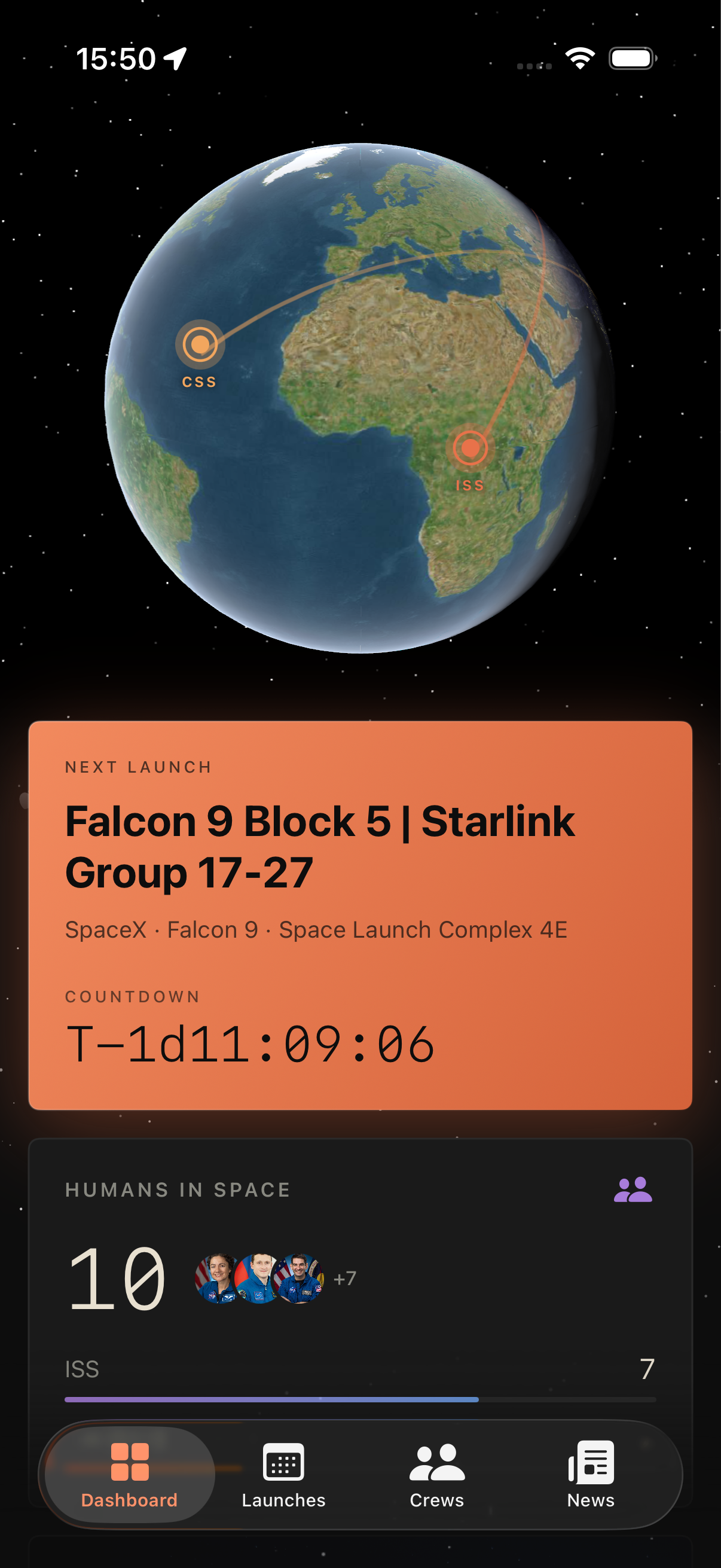 Astro Tracker dashboard overview on iPhone.