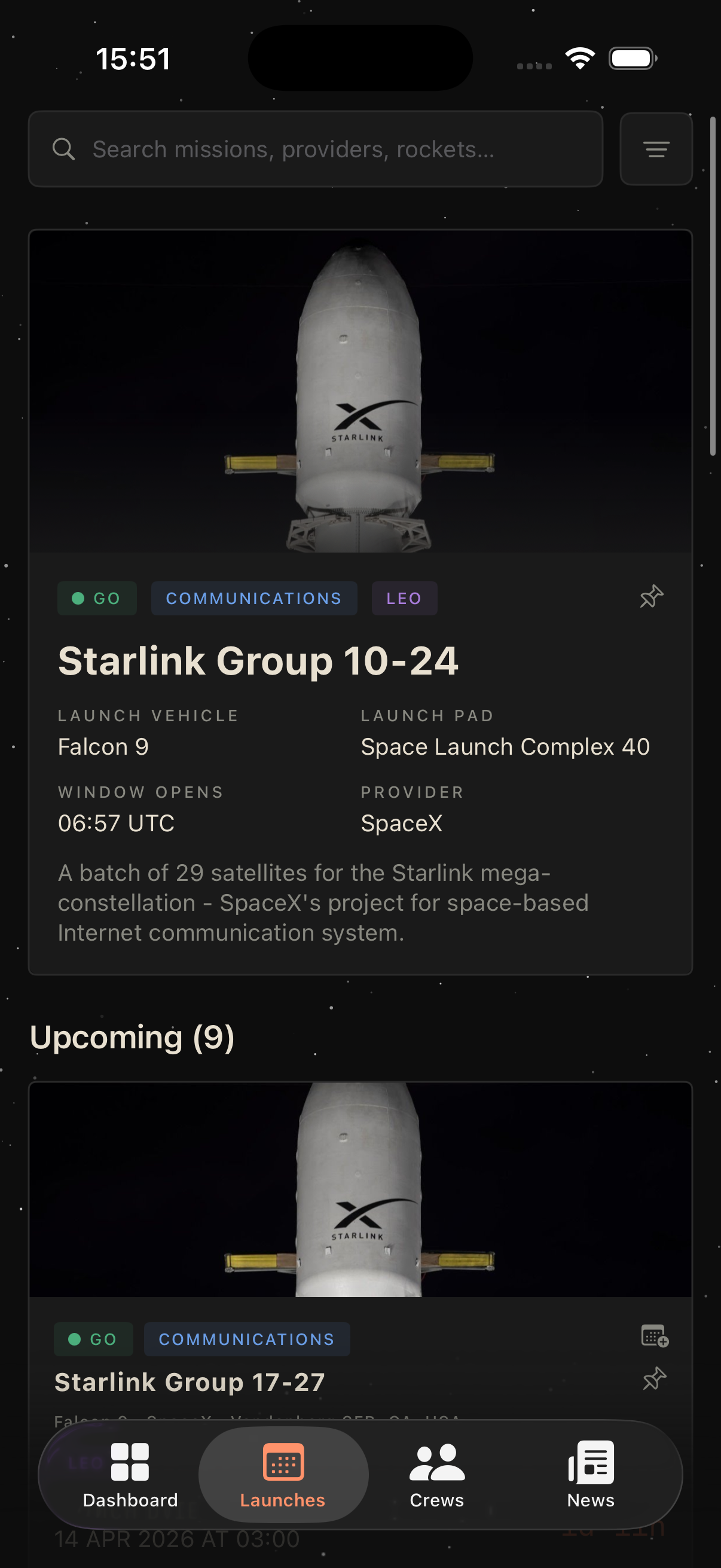 Astro Tracker launches screen on iPhone.